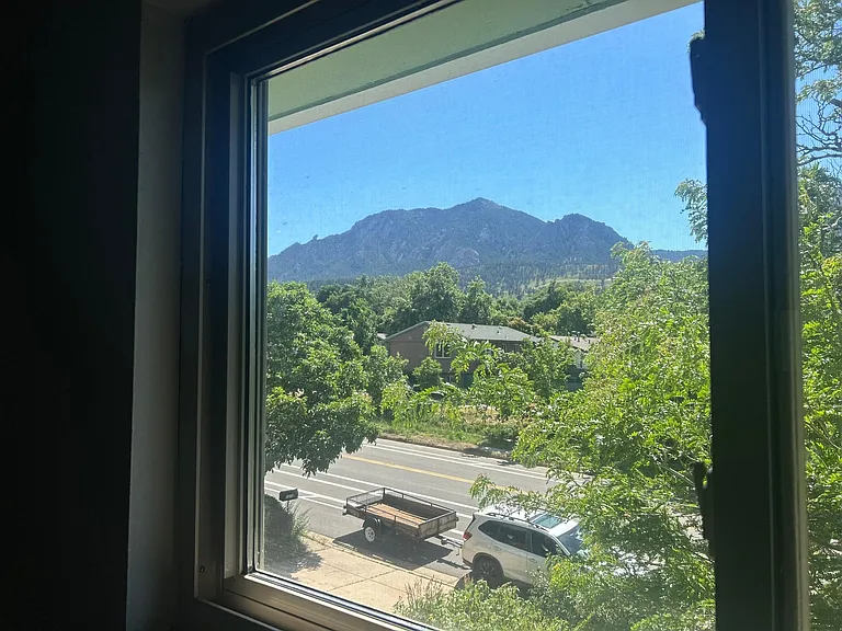 Master bedroom view of Flatirons