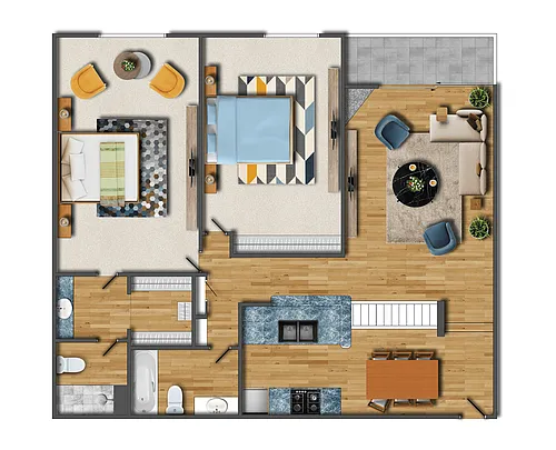 Floor plan Two Bedroom (Medium)