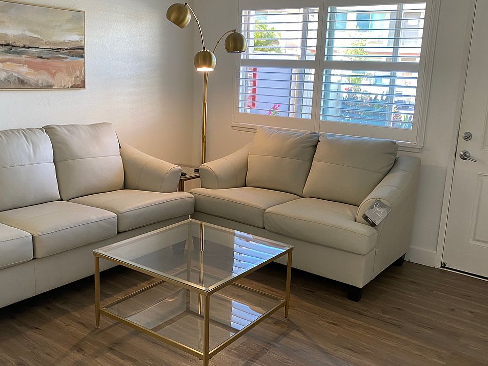 Living room with leather sofas