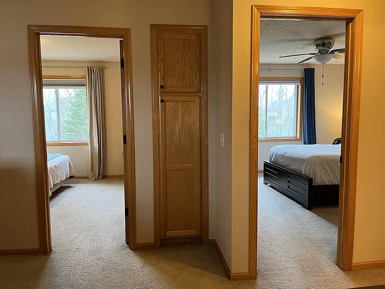 Two bedrooms with linen closet.