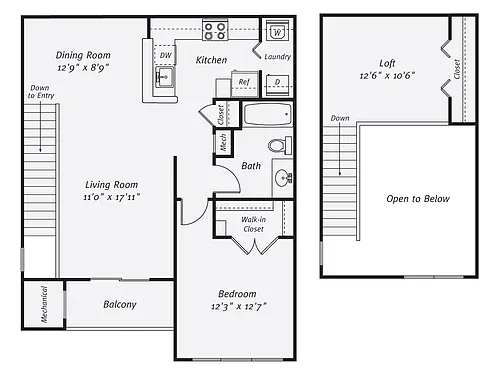 Floor plan 1 Bed/1 Bath-The Palmer Loft
