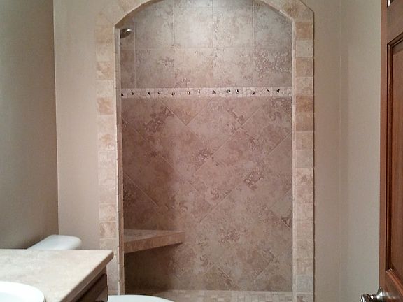 Custom built tile shower