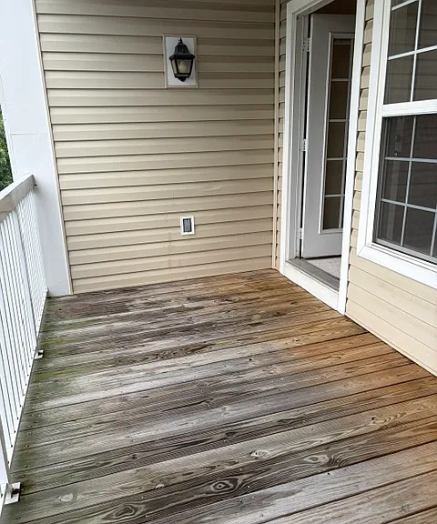 Balcony with wooded view
