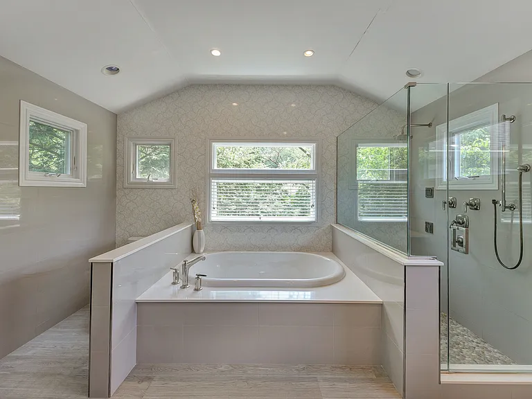 Primary Bathroom with Spa Shower and Soaking Tub