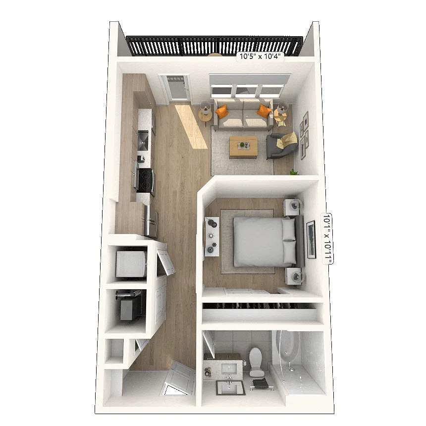 Floor plan S2 0x1 566 SF