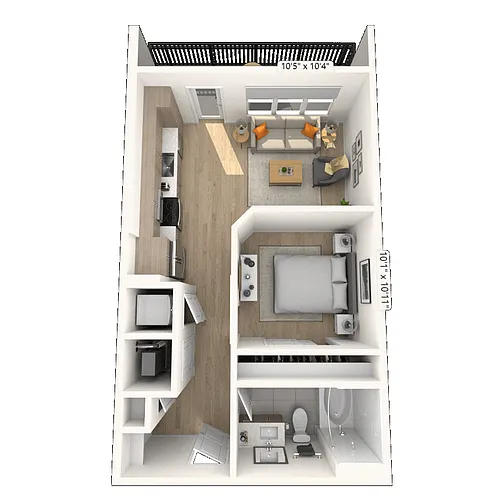 Floor plan S2 0x1 566 SF