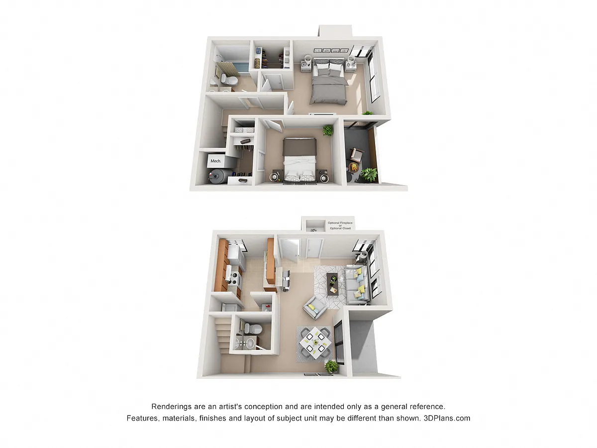 Floor plan Two Bedroom Townhome