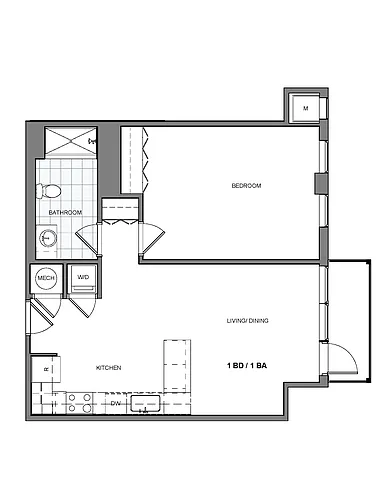 Floor plan One Bedroom with Balcony