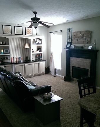 Living room with huge built-in cabinet