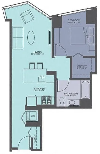 Floor plan 1 Bedroom 01-Tower