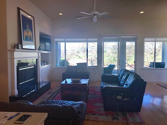 Wood burning fireplace in family room