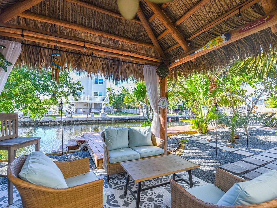 Covered patio area with outdoor seating