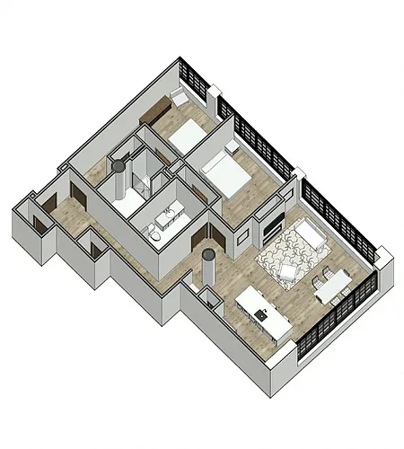 Floor plan 2 Bedrooms 2 Baths Floor Plan Type 6