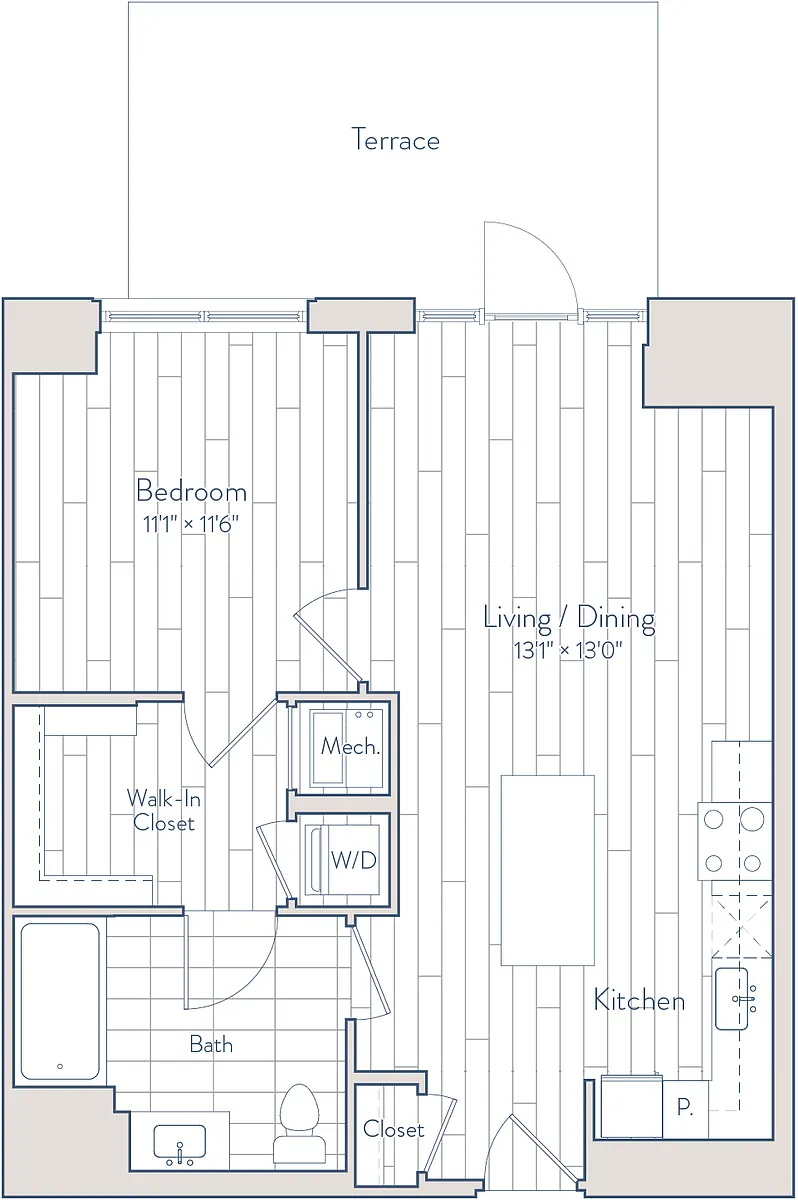 Floor plan 1 Bed/1 Bath-C19-c1