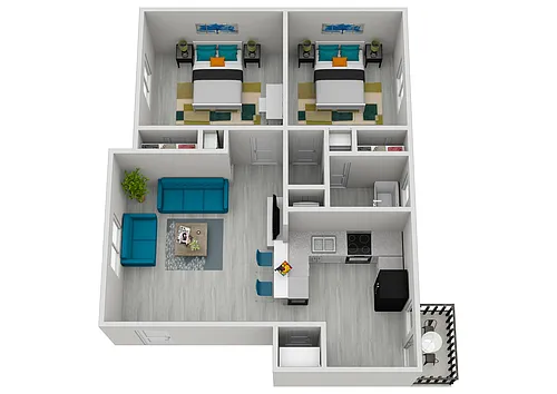 Floor plan 2 Bed 1 Bath Large Renovated