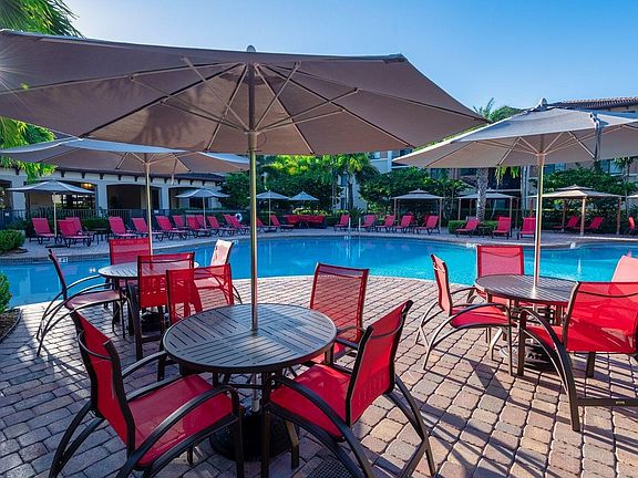 Poolside seating area