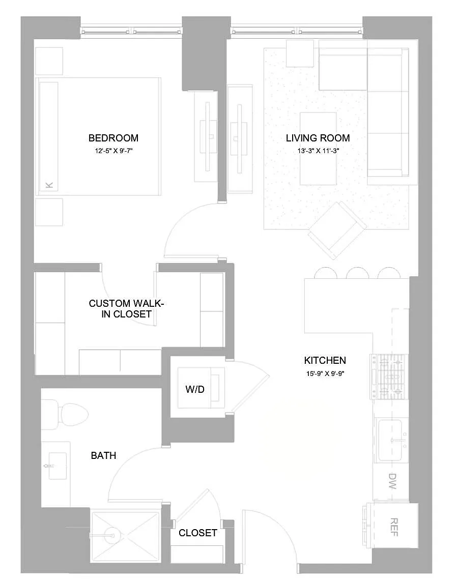 Floor plan 1 Bed/1 Bath-1.4A