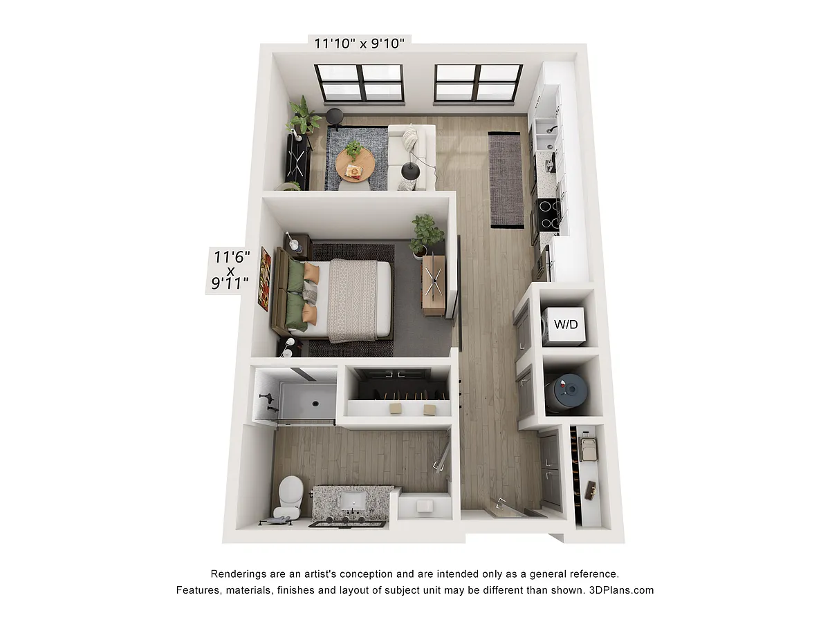 Floor plan A1-S (1 Bedroom)