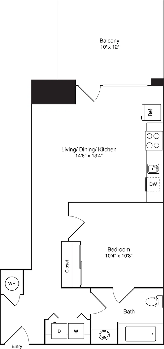 Floor plan 1 Bedroom E