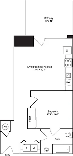 Floor plan 1 Bedroom E