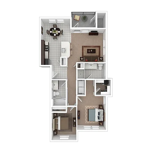 Floor plan B3: 2 Bed 2 Bath
