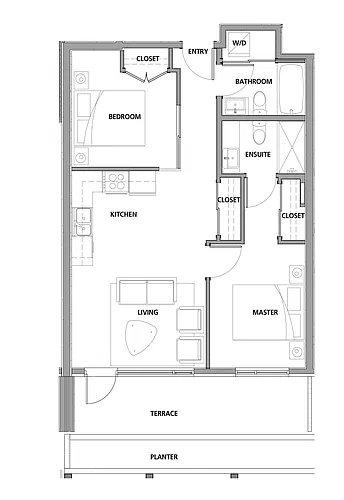 Floor plan 2 Bed 2 Bath D