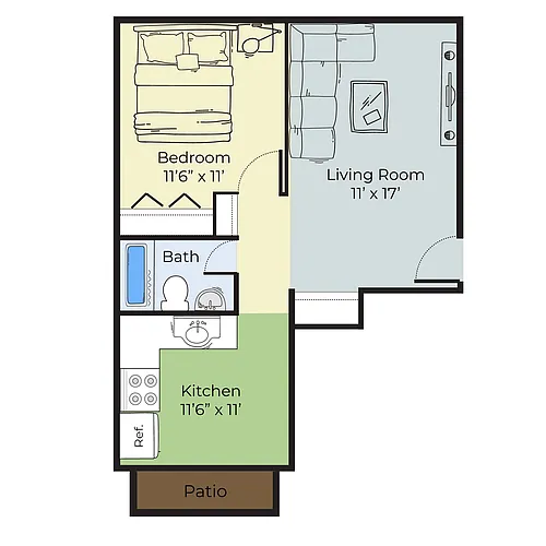Floor plan Dog Friendly One Bedroom