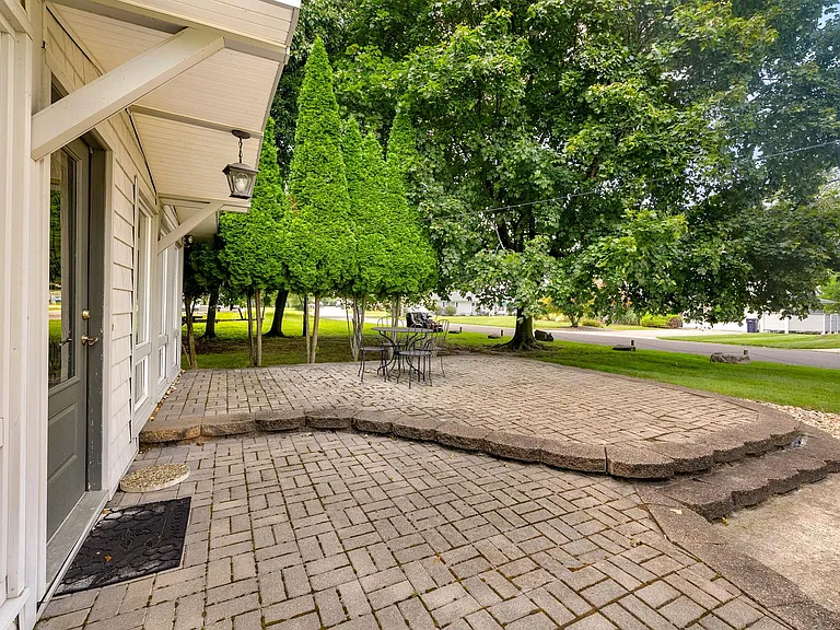 elevated patio with view of Winona Lake