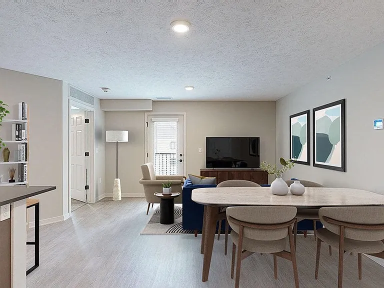 Our Dove floor plan offers a generously sized living space with room for a dining table. Perfect for hosting!