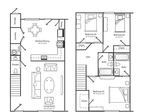 Floor plan 3X2TH 60%