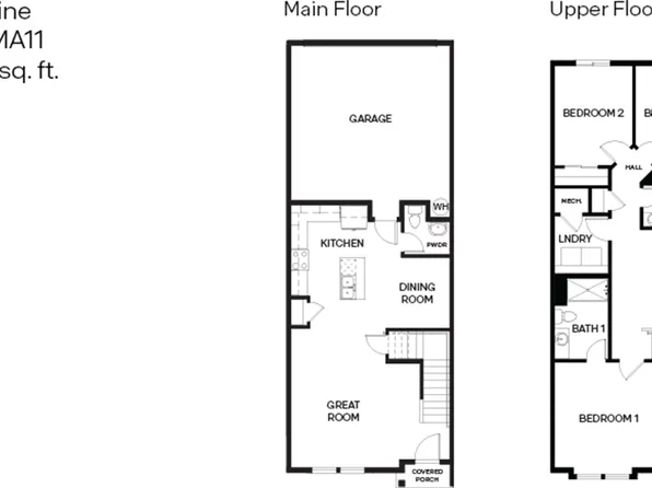 Pine Plan, Stevens Ranch Townhomes