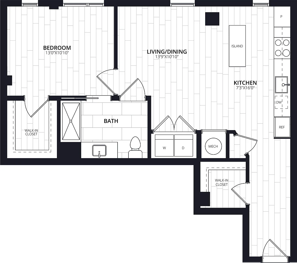 Floor plan 1 Bed/1 Bath-A07