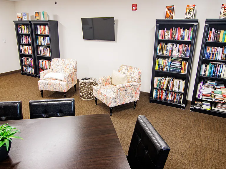 Quiet and comfortable library offering the perfect space for reading, relaxation, and lifelong learning