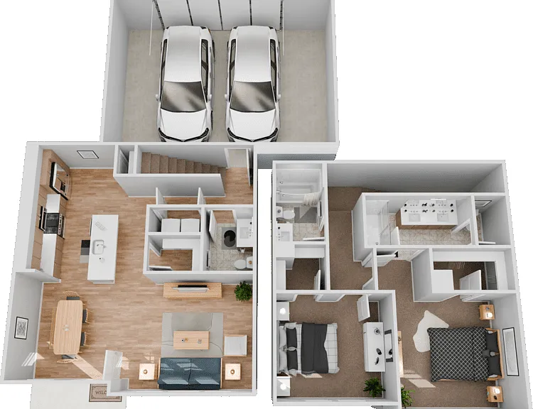 PLAN B2 TOWNHOME Floorplan Diagram
