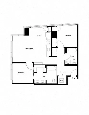 Floor plan 2B w/ Balcony Renovation 2
