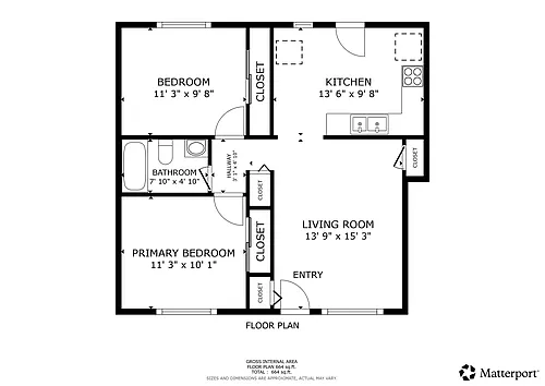 Floor plan 2 Bed and 1 bath