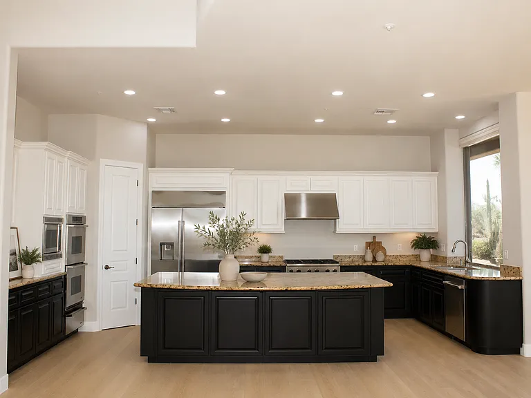 Kitchen with Oversized Center Island-Virtually Staged