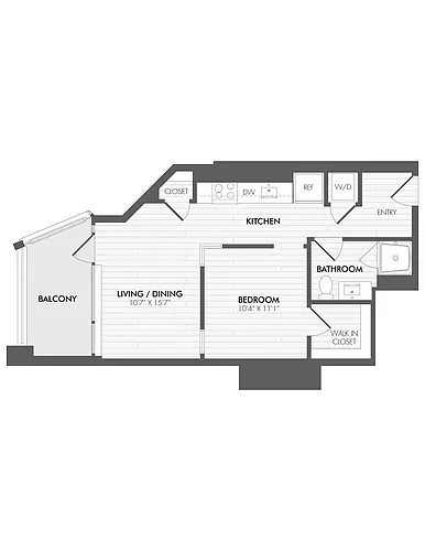 Floor plan JR 1 Bed/1 Bath-A2