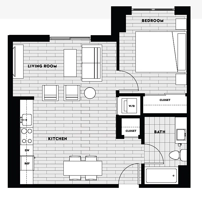 Floor plan 1 Bed/1 Bath A3