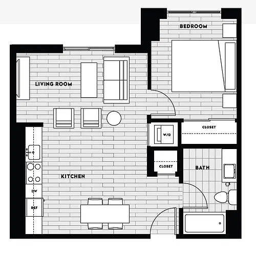 Floor plan 1 Bed/1 Bath A3