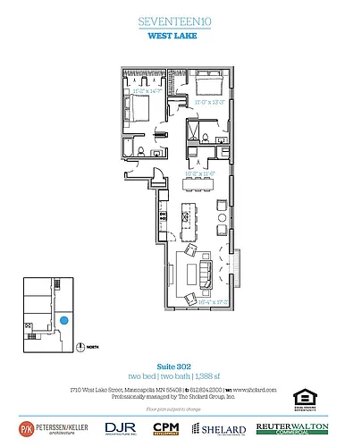 Floor plan Unit 302 - Southeast View