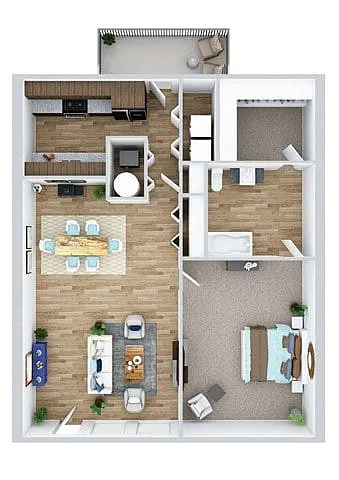 Floor plan 1 Bedroom Apartments