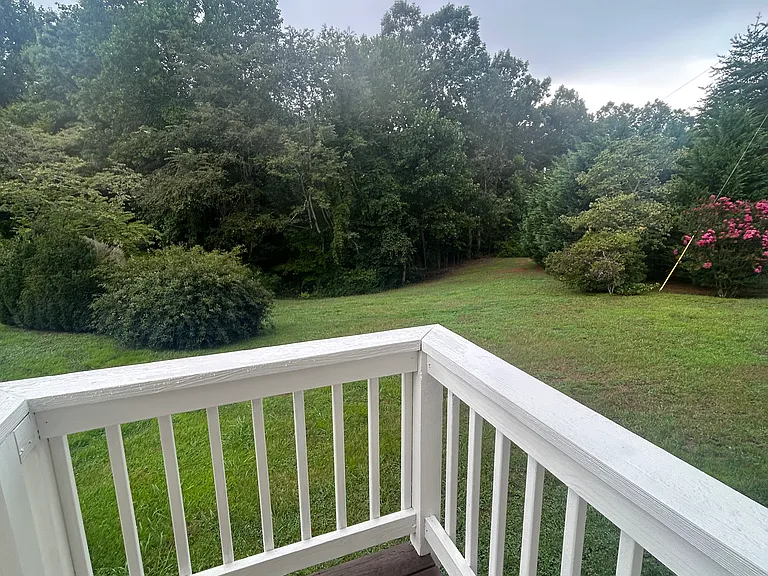 Back stoop/stairway looking out at backyard