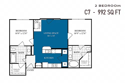 Floor plan Two Bedroom C7r Renovated