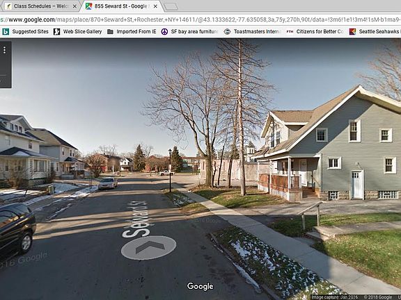 street view facing Genessee St. and St. Monica's Church