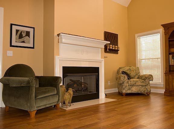 Gas log fireplace in great room