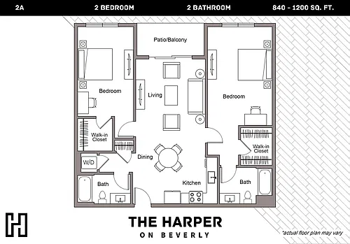 Floor plan Plan 2A - 2 Bedroom, 2 Bath
