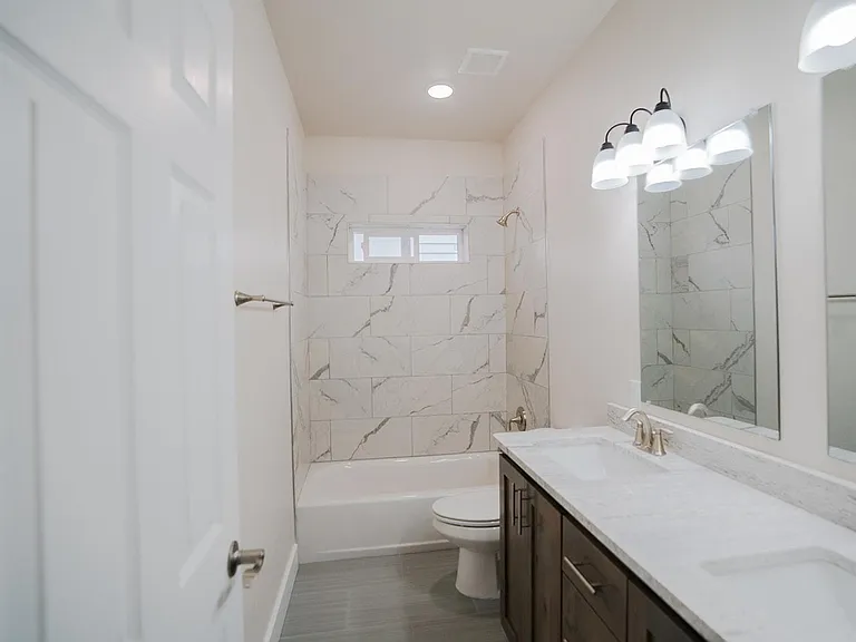 Master bathroom with dual sink counter combo