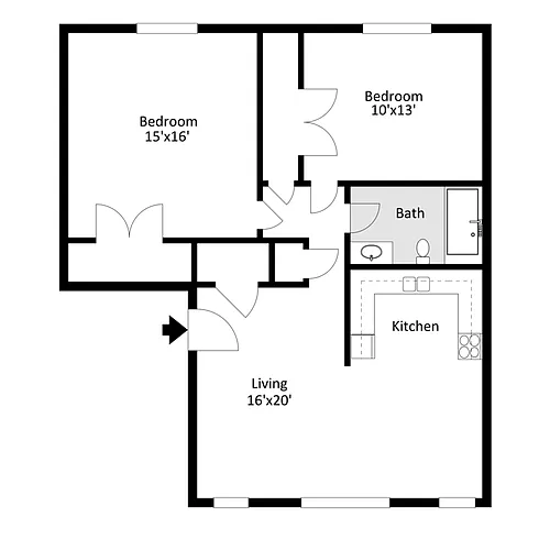 Floor plan 427 S Henderson 2 Bedroom