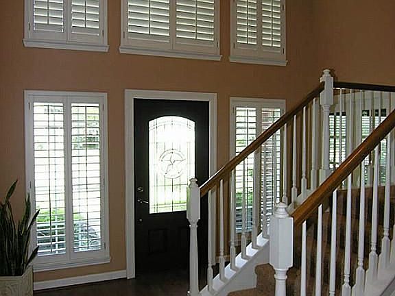 2 Story Entry Foyer, Plantation Shutters, Wood Flooring